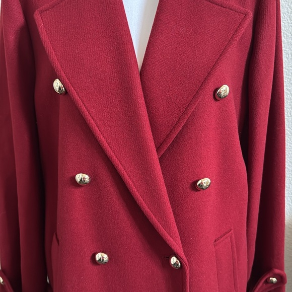 Michael Michael Kors Chic Red Pea Coat with Gold Buttons - Picture 7 of 14